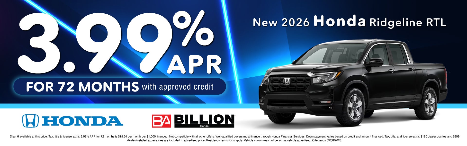 NEW 2026 HONDA RIDGELINE RTL