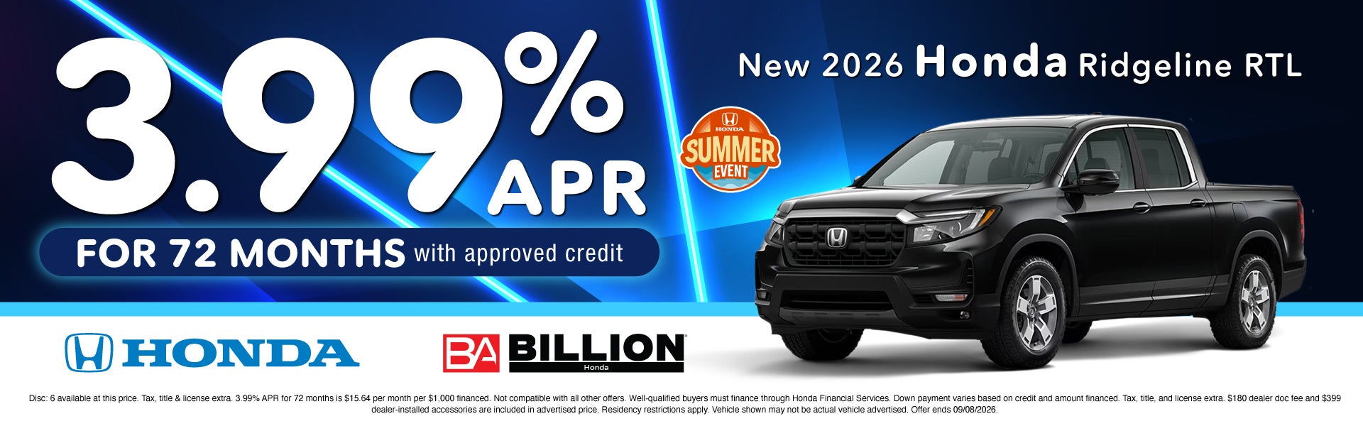 NEW 2026 HONDA RIDGELINE RTL